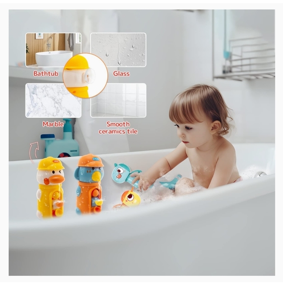 Bathtub Toys Duck & Elephant with Suction Cups + 2 Water Guns- 4 pack - Picture 5 of 14